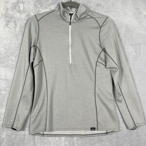 Patagonia Womens M Gray Capilene Midweight Base Layer 1/2 Zip Polartec Running